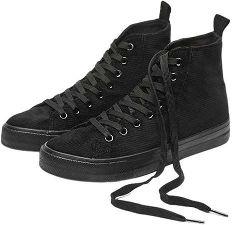 Amazon.com | hash bubbie Women's High top Sneakers White Canvas Shoes Black High Tops Shoes Corduroy Lace up Casual Shoes | Shoes
