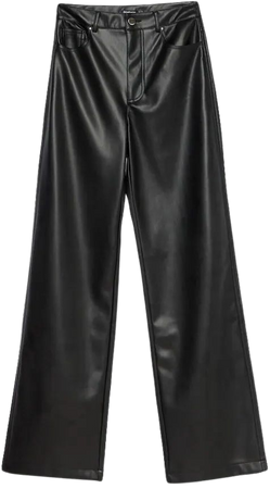 Wide-leg leather effect trousers - Women's See all | Stradivarius United States