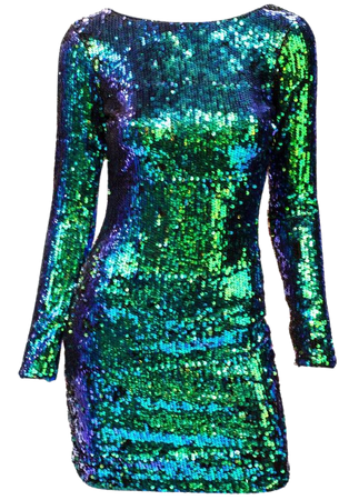 blue green sequined dress