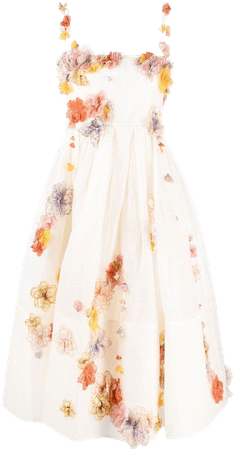 ZIMMERMANN Postcard floral-embroidered midi dress - FARFETCH