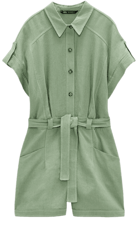 TOPSTITCHED JUMPSUIT IN GREEN | ZARA United States