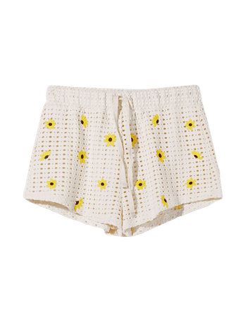 Crochet shorts with floral embroidery - New - Woman | Bershka