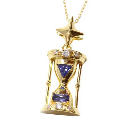 gold and purple hourglass necklace