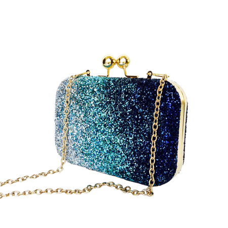 Glitter Clutch Bag - Light Blue Navy Silver Ombre Purse – Chelsie Dey Designs
