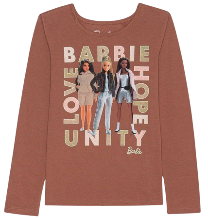 Girls' Barbie Unity Long Sleeve Graphic T-shirt - Brown M : Target