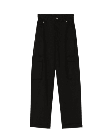 Twill cargo pants with gathered waist - New - Woman | Bershka