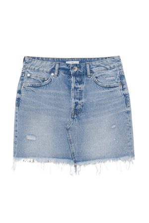 Raw-edge Denim Skirt - Light denim blue - Ladies | H&M US