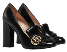 Gucci Marmont Leather Pumps In Nero/gold | ModeSens