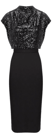 Sequin Draped Mock Neck Midi Sheath Dress | Express