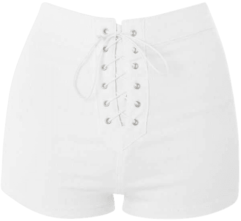 white lace up shorts
