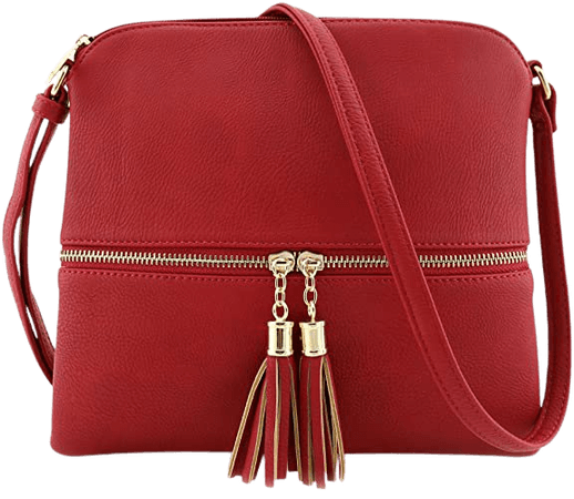 Lightweight Medium Crossbody Bag with Tassel Red: Handbags: Amazon.com
