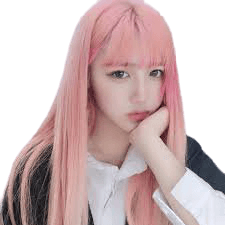 korean bangs pink hair