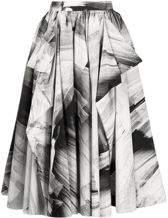 Alexander McQueen high-waisted gathered-detail skirt black & white 659184QDAA4 - Farfetch