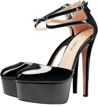 Amazon.com | Castamere Womens Stiletto High Platform Heel Round Toe Ankle Strap Pumps Wedding Prom Dress Patent Leather 5.9 Inches Heels | Shoes