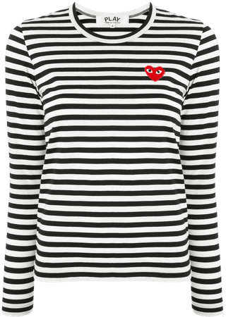 Comme Des Garçons Play Striped logo-patch T-shirt - Farfetch