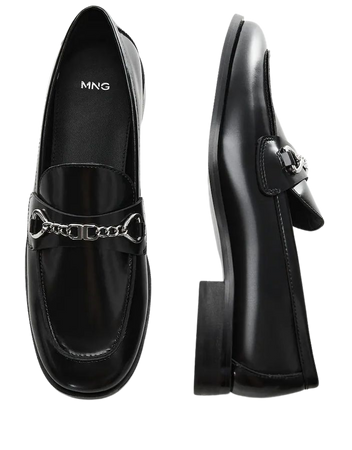 Thin chain leather loafers - Women | Mango USA