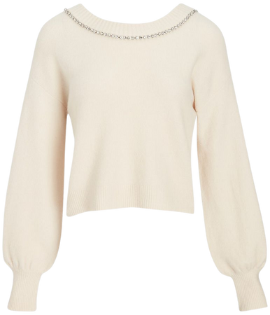 Bow Embellished Open Back Sweater | Express