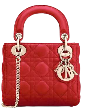 Mini Lady Dior bag with chain in red "Cannage" lambskin - Dior