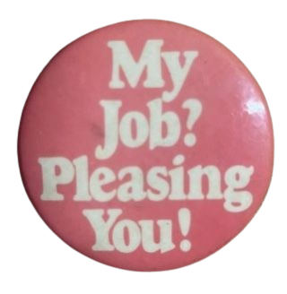 Pink pleasing button pin