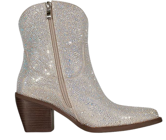 wetkiss Rhinestone Western Boots for Women Rhinestone Cowboy Boots for Women Sparkly Cowgirl Boots Rhinestone Cowgirl Boots Sparkly Cowboy Boots Champange Sparkly Boots Rhinestone Ankle Boots | Ankle & Bootie