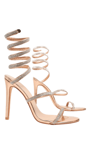 Rose Gold Jewel Diamante Heel | PrettyLittleThing USA