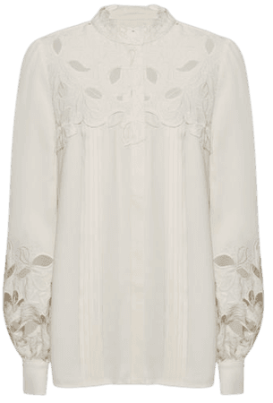 Reiss Cream Sophie Lace Detail Shirt Blouse | REISS USA