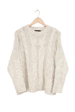 Cozy Beige Sweater - Cable Knit Sweater - Oversized Sweater - Lulus