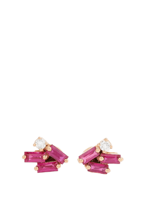 Rose gold 18-karat rose gold, ruby and diamond earrings | Suzanne Kalan | NET-A-PORTER