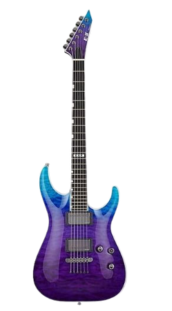 purple and blue bass guitar