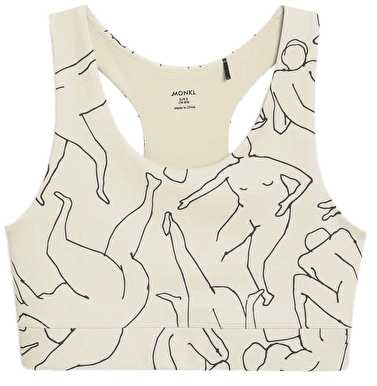 Beige sports bra with high neck - Beige body print - Monki WW