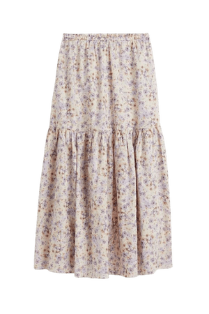 Long Skirt - Cream/small flowers - Ladies | H&M US