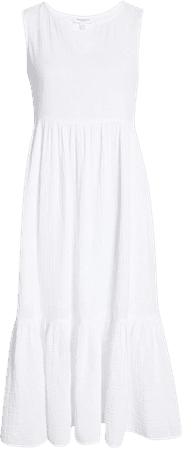 Reana Sleeveless Cotton Double Cloth Midi Dress | Nordstrom