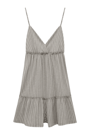 Striped romper with straps - pull&bear