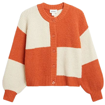 Chunky knit cardigan - Orange & white - Monki WW
