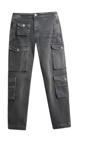 gray cargo pants jeans denim pockets