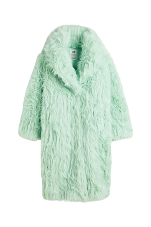 Long Plush Teddy Bear Coat - Turquoise - Ladies | H&M US