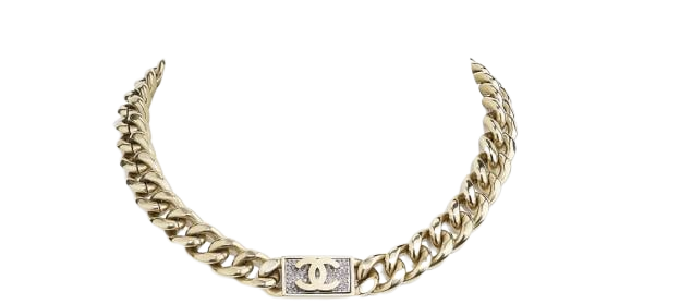Necklace, metal & diamantés, gold & crystal - CHANEL
