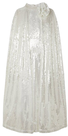 Sequin Rosette Cape Maxi Dress | Karen Millen