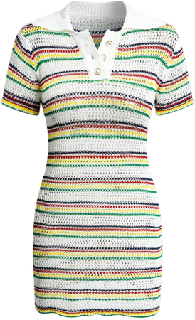 Stripe Collar Open Knit Mini Dress – Micas