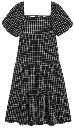 Off-the-shoulder midi dress - Black checked - Monki WW