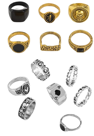 silver and gold punk rings