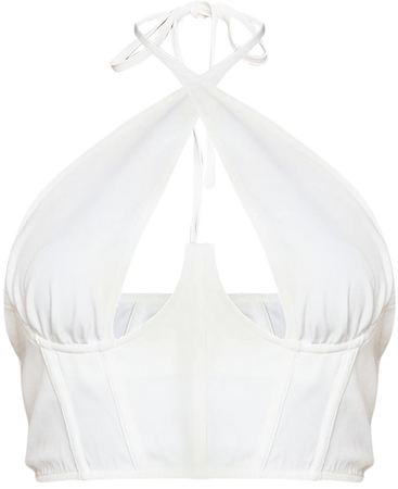 White Woven Underbust Corset Top | PrettyLittleThing USA