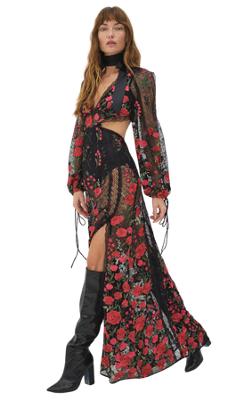 Dark Floral Dress PNG:KlosetKouture