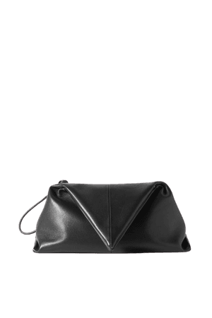 Black BV Trine leather clutch | Bottega Veneta | NET-A-PORTER