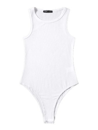 Ribbed Solid Tank Bodysuit | SHEIN white