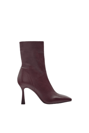 HEELED LEATHER ANKLE BOOTS - Burgundy Red | ZARA United States