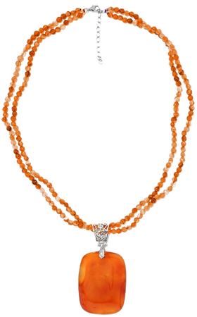 Shop Sterling Silver Orange Carnelian Pendant with 18 inch Beaded Necklace - On Sale - Free Shipping Today - Overstock - 15061670