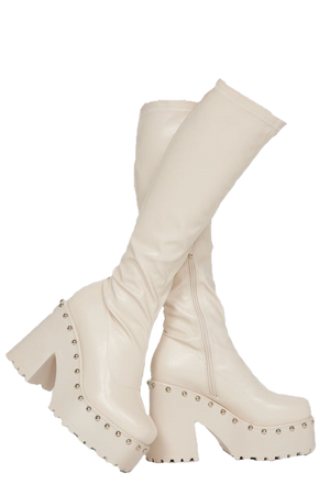 fashion nova brynlee knee high studded boots