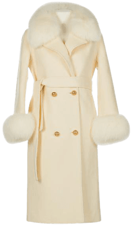 Cream Cashmere Fox Trim Coat – Popski London