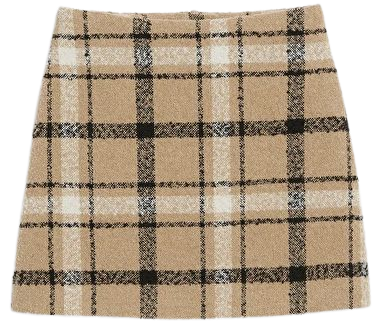 Bouclé mini skirt - Beige checks - Skirts - Monki WW